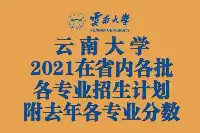 雲南大學2021年在省內各批各專業招生計畫公佈！附去年各專業分數