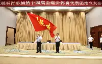 第十四届全運會湖南代表團成立毛偉明向代表團授旗