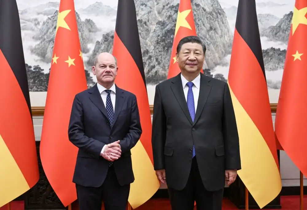 4月16日上午，國家主席習近平在北京釣魚臺國賓館會見德國總理朔爾茨。新華社記者謝環馳攝.jpeg
